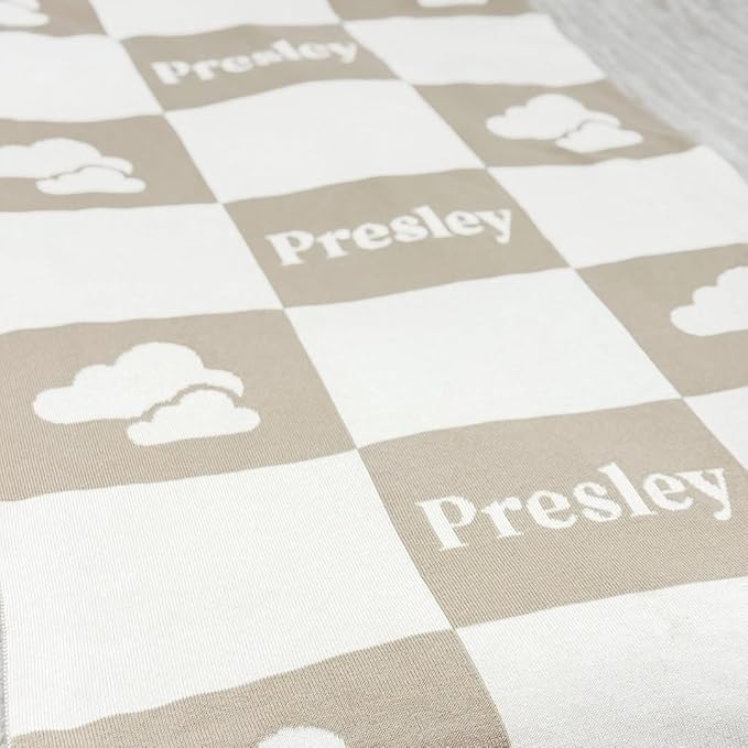Personalized Signature Icon Blanket – 100% Organic Cotton Customized Baby Blanket, Custom Name, Bassinet 30x40, Gift for Baby Shower, Birthday Present, Girls and Boys, Toddlers Kids - Made In America