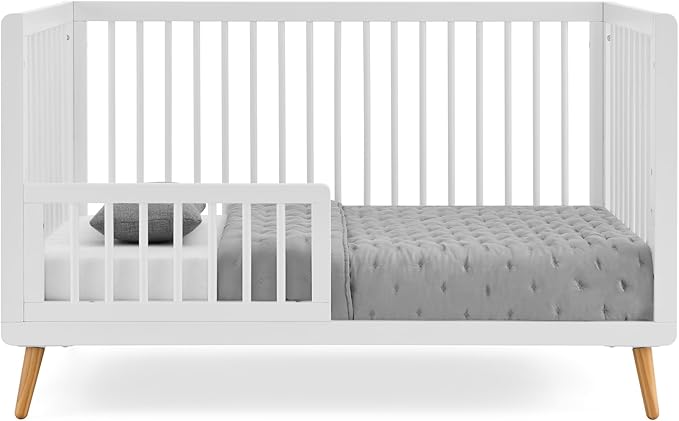Tatum 3-in-1 Convertible Crib - Included Toddler Guard Rail, White Finish, Adjustable Mattress Height, Converts to Toddler Bed & Daybed, Fits Standard Full-Size Crib Mattress