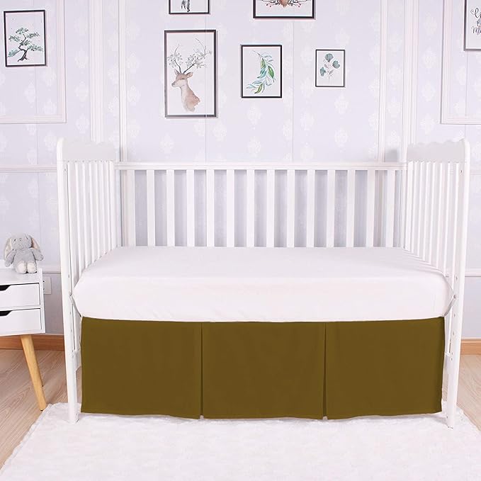 Box Pleated Crib Bed Skirt Premium 100% Cotton 800 Thread Count Nursery Crib Toddler Bedding Crib Bedskirt for Baby Boys or Baby Girls, (28" x 52") + 14" Drop Lenght - Taupe Solid