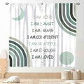 Rainbow Curtains for Girls Bedroom, Boho Rianbow Quotes Inspirational Motivational Positive Colorful Pastel Green Window Drapery for Baby Kids Living Room Toddler Nursery Classroom, 63"x63" Inch