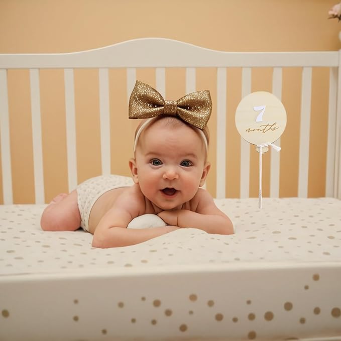 Wooden Balloon Baby Milestone Cards - Wooden First Year Milestone Signs,Baby Announcement Monthly Milestone Markers,Baby Shower Photography Props