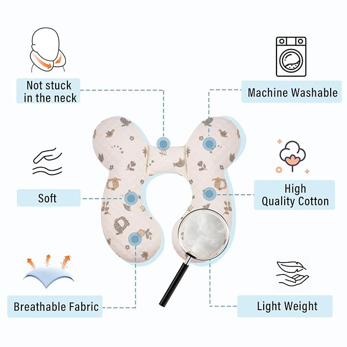 Baby Travel Pillow Upgraded, Soft Baby Head Support Pillow for Newborn Toddler，Babies Neck Car Seat, Pushchair and Strollers, Flower