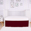Box Pleated Mini Crib Bed Skirt Premium 100% Cotton 800 Thread Count Nursery Crib Toddler Bedding Crib Bedskirt for Baby Boys or Baby Girls, (24" x 38") + 10" Drop Lenght - Burgundy Solid