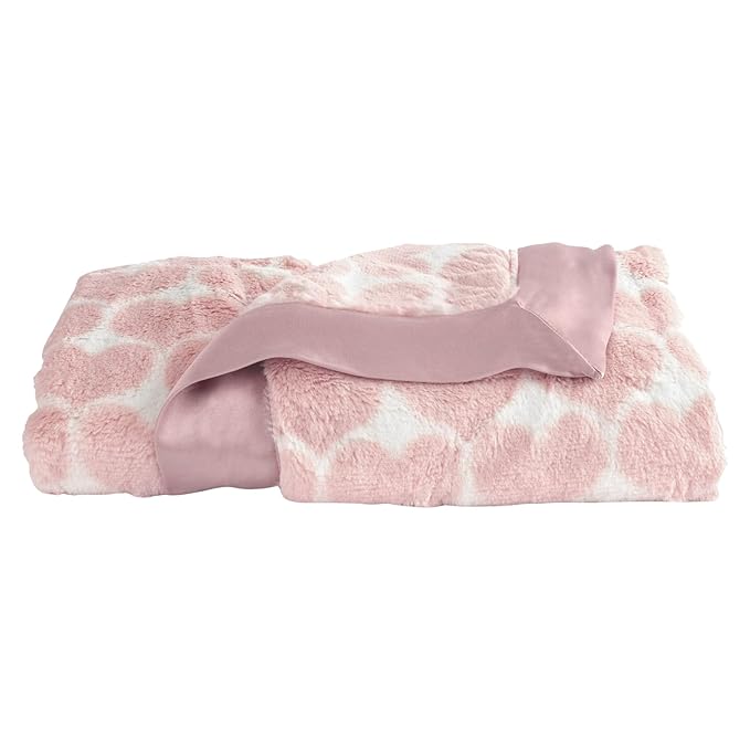 Little Giraffe Luxe Baby Blanket – 29x35” Satin Trim, Heart Army Dusty Pink | Ultra-Soft, Hypoallergenic Stroller & Nursery Blanket | Perfect for Newborns & Toddlers