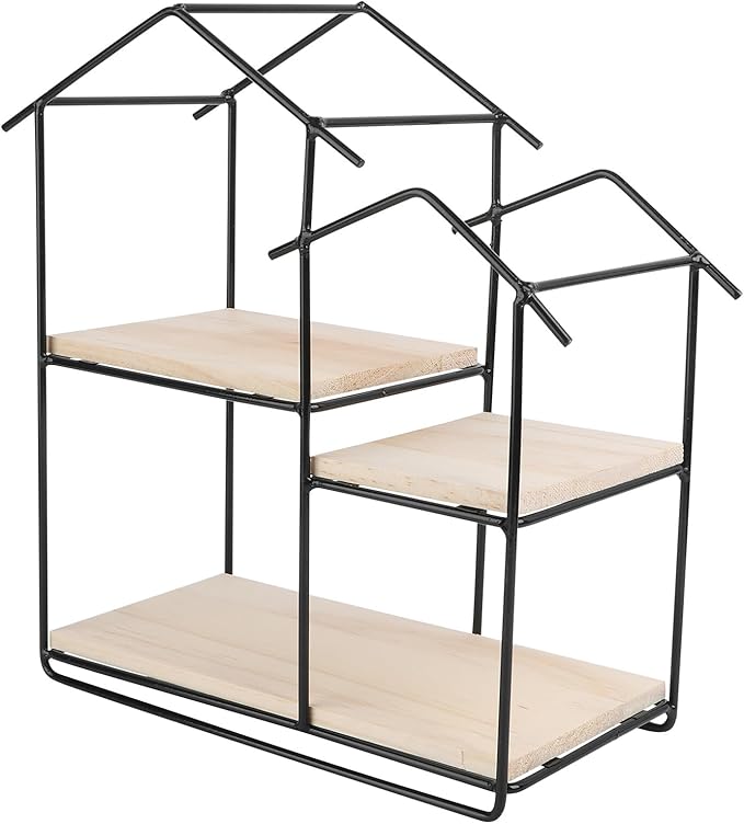 Modern Solid Wood Wall Shelf with Frame House-Shaped Wall-Hanging Storage Rack Stylish and Practical Floating Shelf for Home Kitchen Bedroom Organization