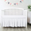 100% Egyptian Cotton, Nursery Crib Toddler (24" x 38" + 10") 800 Thread Count Crib Skirt Dust Ruffle, Bedding Skirts for Baby Boys or Girls, 10" Drop, White Solid