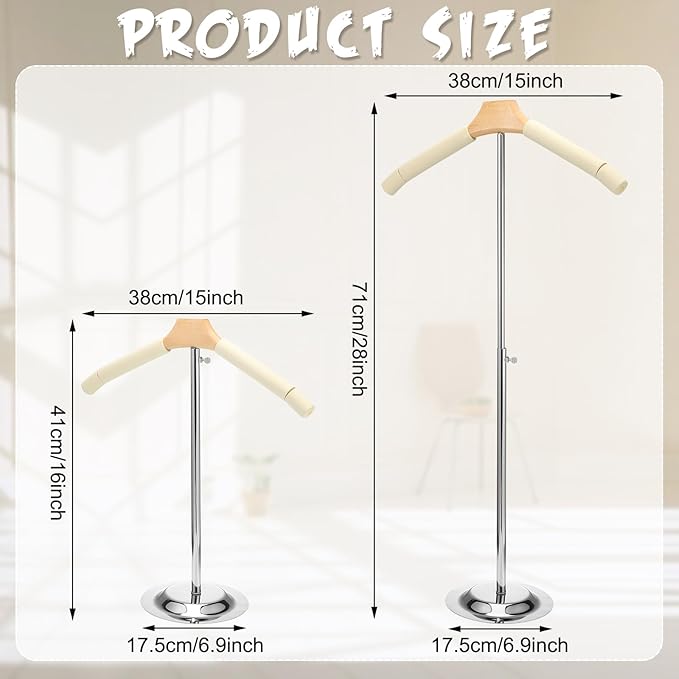 Soaoo Flexible Shoulder Stand Adjustable T Shirt Display Beige Coat Hanger Stand Portable Hanging Clothing Display Rack Garment Coat Holder for Retail Vendor, Height 16-27.9 Inch(1 Pcs)
