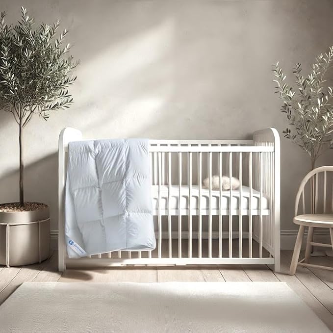 Continental Bedding Toddler Comforter, 100% Microfiber Down Duvet Insert, Sleep Blanket with Cotton Shell, Fits Standard Crib, Toddler Bed, 33x42 Inches, White