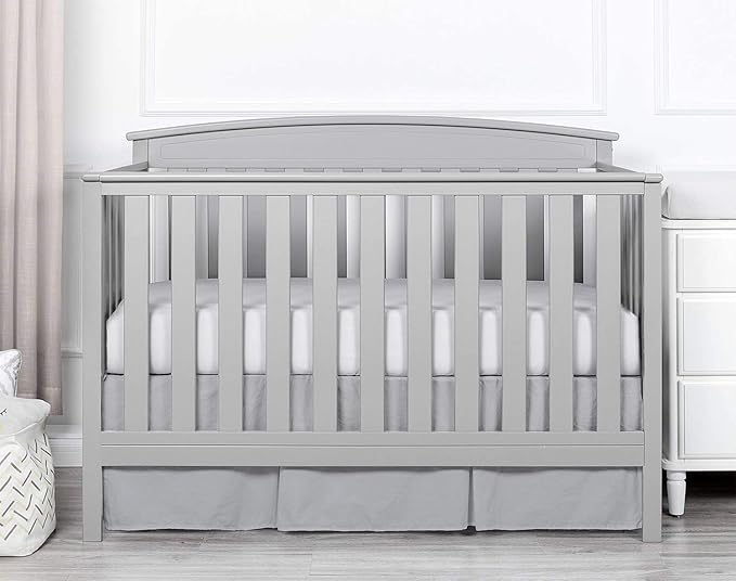 Box Pleated Crib Bed Skirt Premium 100% Cotton 800 Thread Count Nursery Crib Toddler Bedding Crib Bedskirt for Baby Boys or Baby Girls, (28" x 52") + 16" Drop Lenght - Silver Solid