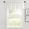 Lush Decor Farmhouse Textured Sheer Window Curtain Valance, 52"W x18"L, White
