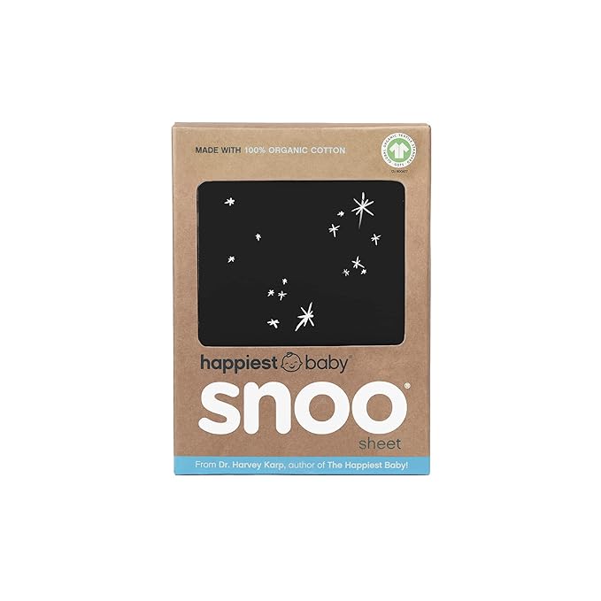 Happiest Baby SNOO Bassinet Fitted Sheet - 100% Organic Cotton Nursery Bedding - Fits SNOO Sleeper Crib Mattress (Black Galaxy)