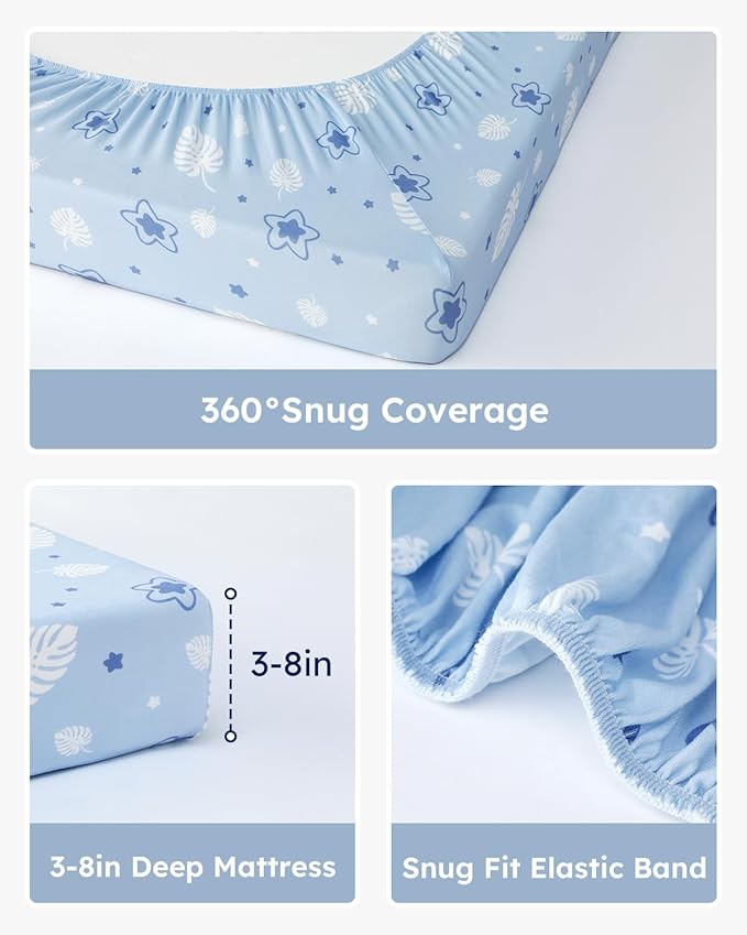 Looxii Baby Crib Sheets for Boys Girls, 3 Pack Fitted Crib Sheet for Standard Crib and Toddler Mattress, Ultra Soft Breathable Microfiber Baby Sheet 52x28x8in
