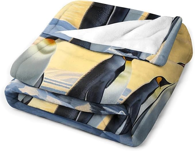 Penguin Blanket Antarctic Penguins Gifts for Girls Boys Woman Kids Penguin Lover Throw Blankets Soft Blanket Warm Fleece Flannel Plush Blankets for Bed Sofa Couch 50"x60"