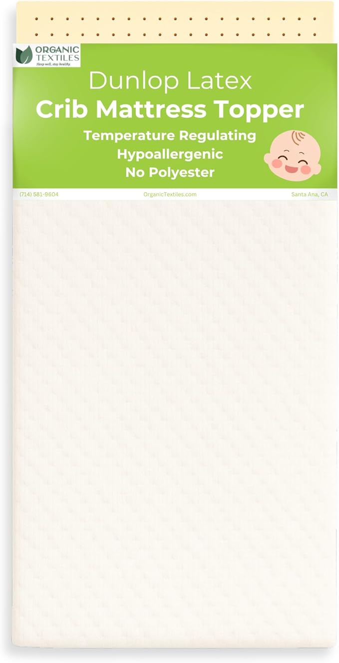 ORGANIC TEXTILES Organic Baby Mattress Topper with Tencel Removable Cover - GOLS/GOTS Certified - Breathable, Hypoallergenic, 2" Portable (36"x26")