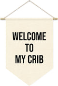 Welcome to My Crib Pennant Flag Banner, Funny Flags for Room, Wall Hanging Pennant Flag Banner Decor for Nursery Bedroom Living Room