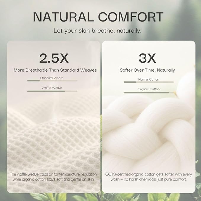 Salt Earth GOTS Certified 100% Organic Cotton Throw Blanket, 108"x90" Waffle Blankets & Throws for Bed, Throw Blanket for Couch, Cozy Christmas Blankets and Throws for Christmas Gifts (Misty Rose)