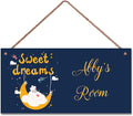 Personalized Cute Sheep Sign, Sweet Dreams Wall Decor Custom Name Door Art for Kids Room Floral Nursery Art Plate For Boys Room Girls Bedroom Little Man Cave