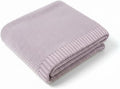 Baby Knit Blanket Soft Cotton Lightweight Newborn Blanket for Crib Stroller Toddler Nursery Shower Gift Cozy Breathable Travel Swaddle Wrap Lilac 36 x 28 Inches
