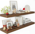 Vivelove Farmhouse Floating Shelves for Wall 12 Inch Deep, 36" X 12" X 2" Floating Shelf, 2 Inch Thick Shelf for Living Room Bathroom Bedroom Kitchen, Rustic Farmhouse Decor Set of 2, Walnut