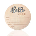 Baby Announcement Sign, 5.9 Inch Wooden Hello World Newborn Signs, Birth Announcement Sign, Baby Shower Hospital Nursery for Newborn Boys and Girls (Gray)
