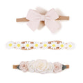 cherrboll Baby Girl Nylon Headbands, 3Pcs Handmade Floral Hair Bows, Stretchy Flower Hairbands for Newborns Infants Toddlers