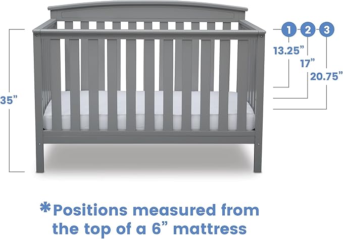 Delta Children Gateway 4-in-1 Convertible Crib - Greenguard Gold Certified, Grey