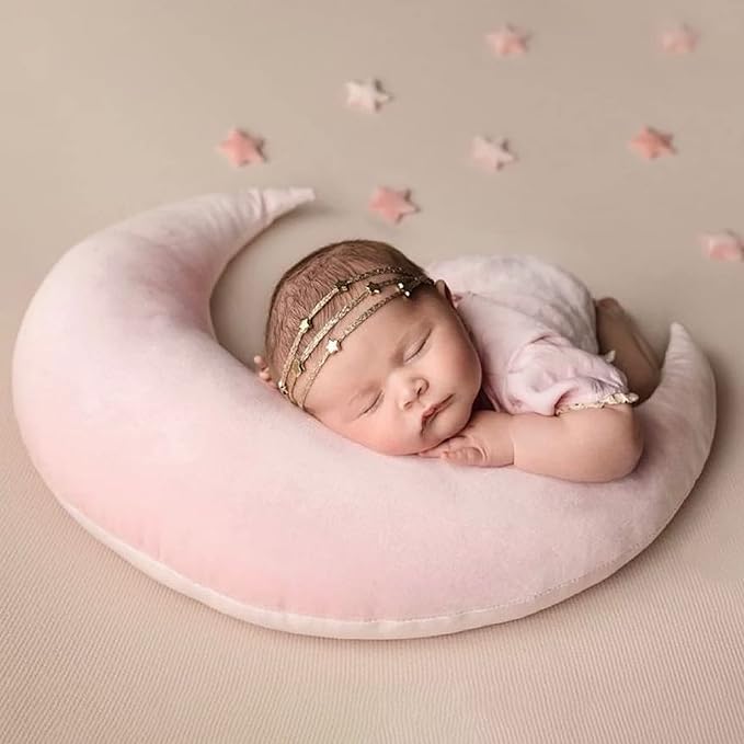 IGMaryBox Baby Moon Star Pillow Newborn Posing Pillow Newborn Photography Prop Infant Photography Posing Pillows (Pink)