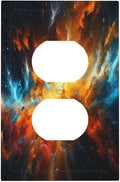 Decorative Outlet Covers Cosmic Outer Space Nebula Explosion 3 Gang Duplex Switch plate Covers Electrical Switch plate Covers Wall Plates Receptacle Covers for Bathroom Home Decor