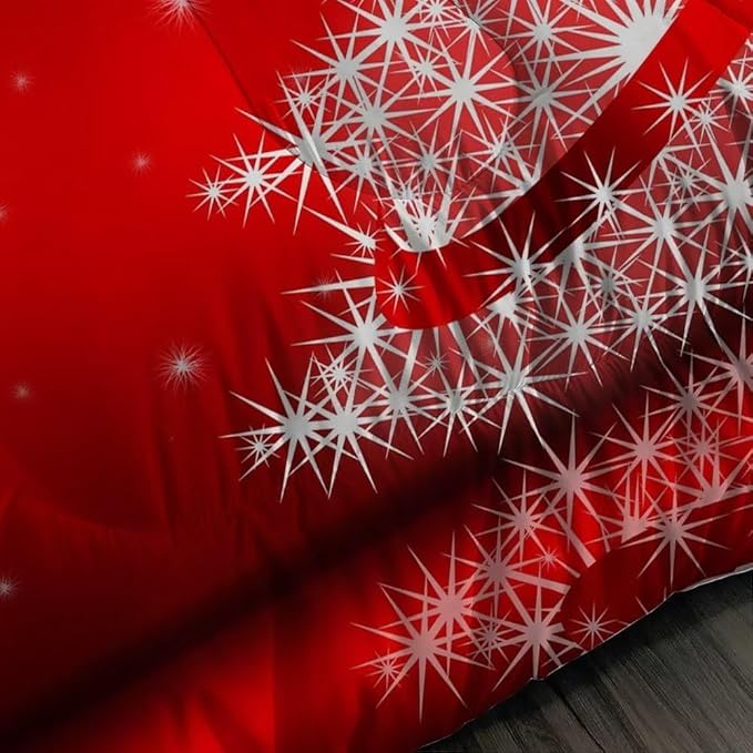 kxry Merry Christmas Comforter Set Santa Claus Deer Christmas Tree Galaxy Red Bedding Quilt King Size for Girls Boys Kids 1 Comforter + 2 Pillow Cases