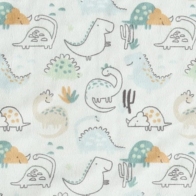 CREVENT 2Pcs 30''X40'' Cute Cozy Fluffy Warm Baby Blankets for Infants Toddlers' Bedding Crib Cot Stroller - Grey Cloud + Minky Dinosaur