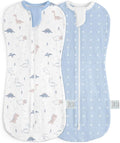 Baby Swaddle 0-2 Months, Cotton Arm-In Zipper Sleep Sack, Wearable Blankets Wrap for Newborn Infant Boys (Dinosaur, Polka Dots, Pack of 2)