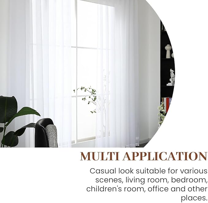 Dreaming Casa White Sheer Curtains 96 Inches Long, Rod Pocket & Back Tab Light Filtering Textured Sheers for Living Room Bedroom, 2 Panels, Each 52" W x 96" L