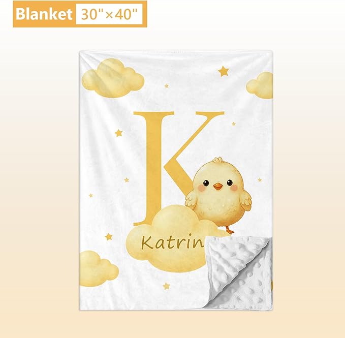 Personalized Crib Bedding Set, 5 Pcs Custom Nursery Bedding Sets with Name, Infant Bedding Set for Baby Girl Boy, Yellow Chick Double Layer Baby Crib Set, Toddlers Babies Kids Customized Gifts