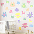 12 Sheets Daisy Wall Decals, Pastel Style Flowers Wall Stickers, Vinyl Peel and Stick Cute Boho Floral Decals, Large Daisy Floral Wall Decor for Girls Teens Nursery Bedroom Living Room