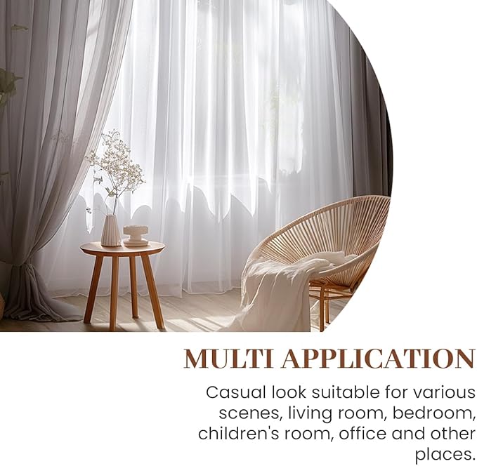 Dreaming Casa Grey Sheer Curtains 84 Inches Long, Rod Pocket & Back Tab Light Filtering Textured Sheers for Living Room Bedroom, 2 Panels, Each 100" W x 84" L