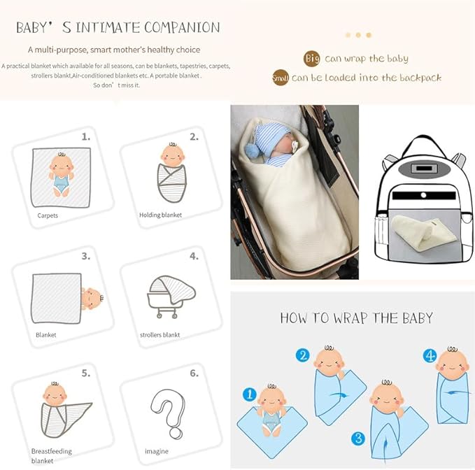 Neiwech Baby Blanket Boy Girl Knit Soft Swaddle Receiving Blankets for Newborn Nursery Infant Crib Stroller White 30 x 40 Inch
