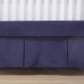 Belsden Crib Skirt with Durable Woven Platform for Boy and Girl, 2 Long Sides Pleated, Split Corners Dust Ruffle for Easy Placement on The Bed Frame Board, 14 inches (36 cm) Length Drop, Navy Color