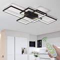 Modern Dimmable LED Ceiling Light Fixture,With remote control 3 Color Selectable Flush Mount Ceiling Lamp Ceiling Lights for sitting room Kitchen Bedroom Hallway Porch(Black, 43.3*23.6*2.5 IN)