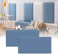 3D Anti-Collision Wall Padding for Kids, Peel and Stick Upholstered Wall Panels, Queen Headboard, Playroom Decorative Protection Panel, Pack of 2 Panels Sized 23.6” X 11.8” (Dark-Grey-Blue)