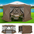 COBIZI 15x15ft Extra Large Pop-Up Gazebo Canopy Tent with Mosquito Netting, Spacious Easy Set-Up Screened Shelter, Durable Outdoor Pavilion with Ground Stakes, Perfect for Patio, Backyard, Brown