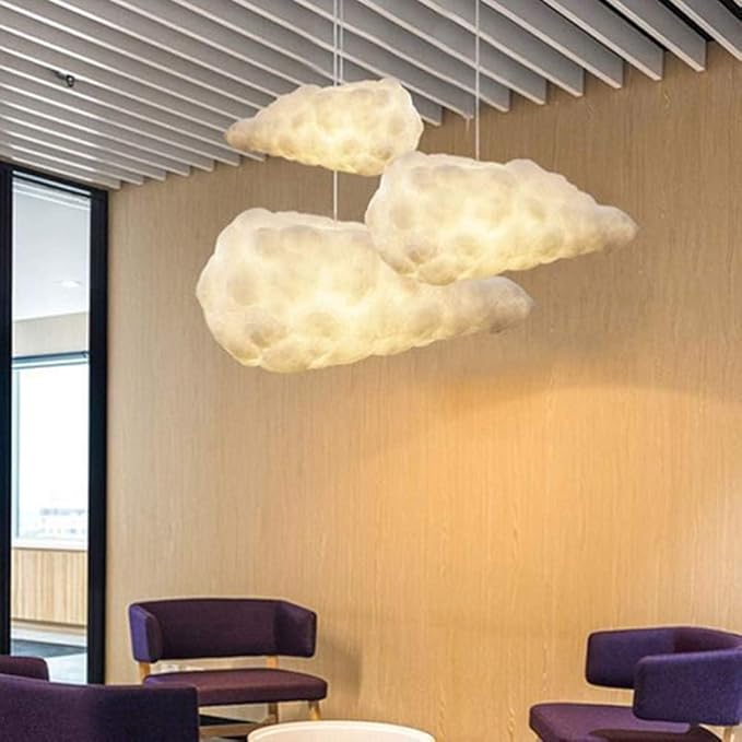 Cloud Chandelier, Modern White Cloud Pendant Light Fixture with 3 LED Bulbs for Bedroom, Nursery, Kids Room, Playroom, Living Room, Dining Room, Farmhouse, Contemporary Style(19.69")