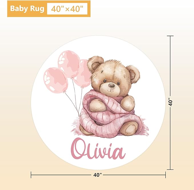 Custom Baby Crib Bedding Set, 5 Pcs Personalized Name Baby Crib Sets for Infant Toddler, Pink Bear Nursery Bedding Set for Girls Boys, Double Layer Flannel Baby Bedding Sets Customized Gifts