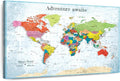 ElephantStock - Personalized Adventure Awaits IV Push Pin World Map Wall Art - Horizontal Canvas Wall Art - Living Room Wall Decor - Digital Art Map Canvas Art - Blue And Green Decor - 12" x 8"