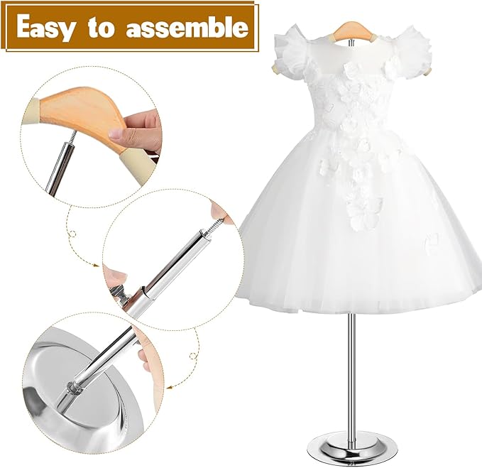 Huaerle 8 Pcs T Shirt Display Stand for Child Adjustable Clothes Rack Display Flexible Shoulder Stand Portable Clothes Hanger Clothing Hanging Rack for Garment Coat Retail Vendor, Height 16-27.9In
