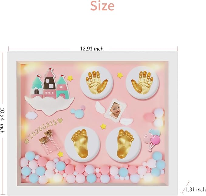 MCstars Handprint Footprint Photo frame DIY Commemorative Newborn Photo Footprint Birthday Photo Frame New Mother Gift Photo Frame Maternity Hospital Presents Fetal Hair Retention