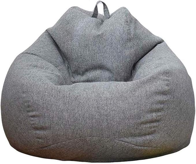 Stuffed Animal Storage Bean Bag Cover (No Filler) Extra Soft Beanbag Seat Chair Covers-Cotton Linen Memory Foam Beanbag Replacement Cover for Adults Children without Filling