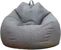 Stuffed Animal Storage Bean Bag Cover (No Filler) Extra Soft Beanbag Seat Chair Covers-Cotton Linen Memory Foam Beanbag Replacement Cover for Adults Children without Filling
