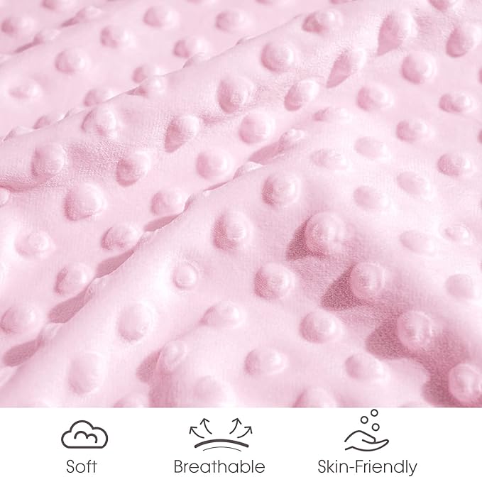 david's kids Micro Fleece Minky Baby Blanket for Girls with Double Layer and Soothing Raised Dots, Breathable and Soft Lightweight Receiving Blanket for Newborns 30x40 Inches, Pink