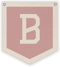 Lacama Pink Initial Personalized Preppy Banner, Baby Girl Nursery Decor, Initial Pennant，Letter B Banner Flag，Vintage Room Decor Toddler Room Bedroom Playroom Front Door Birthday Christmas Gift(B)