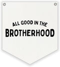 Lacama Vintage Room Decor,All Good In The Brotherhood Linen Banner,Boy Bedroom Wall Hanging Banner Pennant Flag Decor for Nursery Playroom Toddler Nursery Decor College Dorm Room,brother banner12.4x14 in